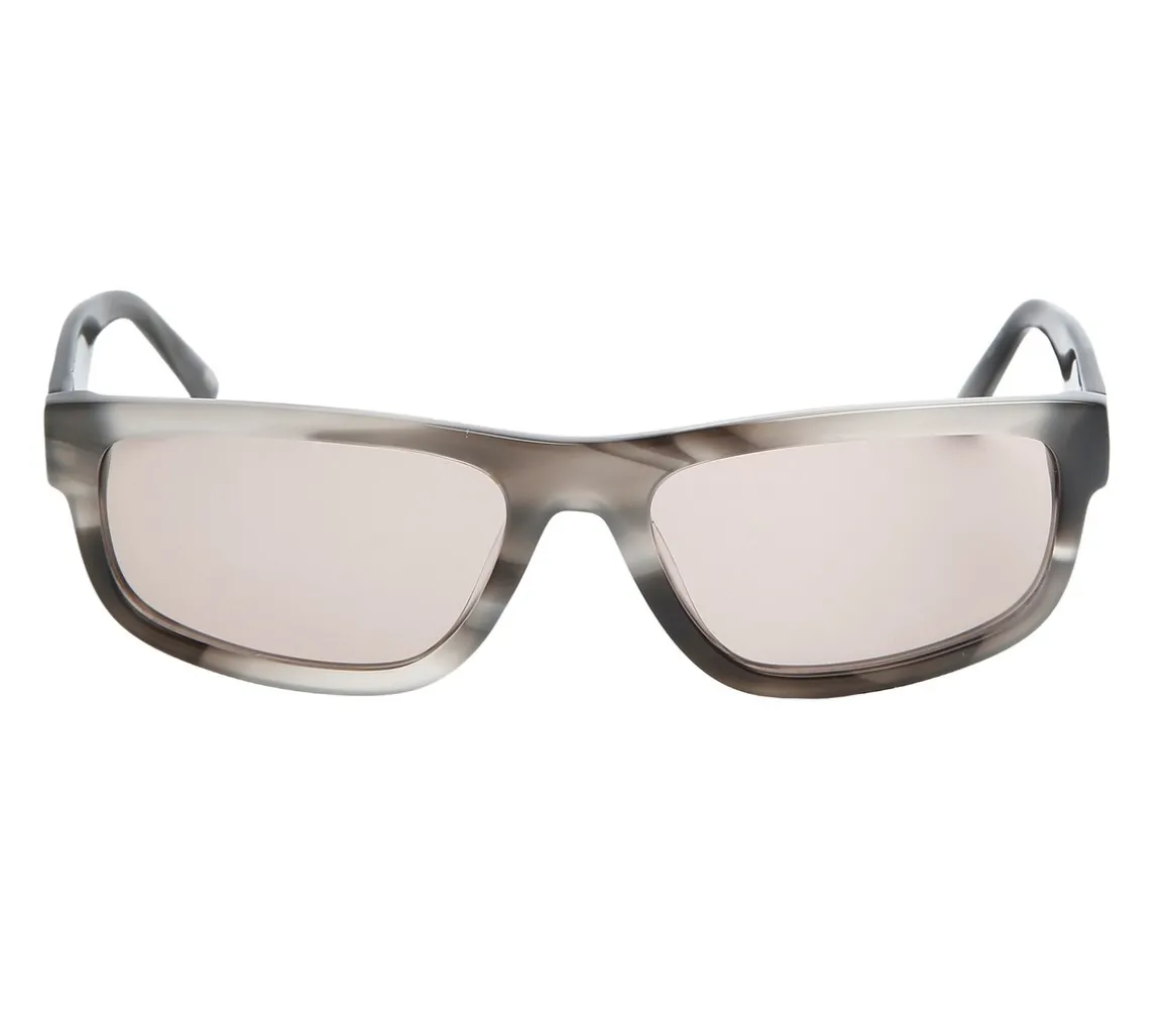 Elevated Rectangle Shiny Horn Sunglasses
